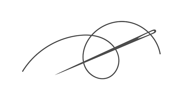 Ago e filo silhouette icona illustrazione vettoriale logo su misura con simbolo dell'ago e curvy