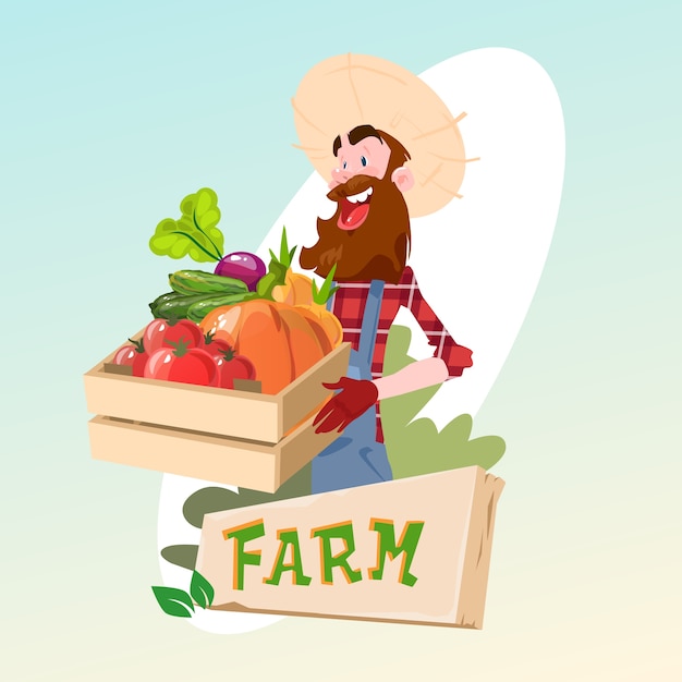 Agricoltore Hold Box With Vegetables Farming Logo Concept