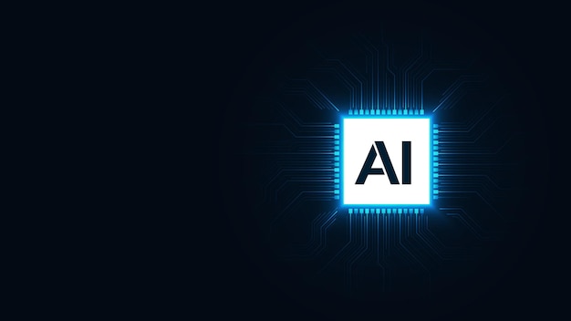 AI Chip on a circuit board background AI computer agent Artificial intelligence technology Deep learning and machine learning Computer microchip on motherboard Vector illustration