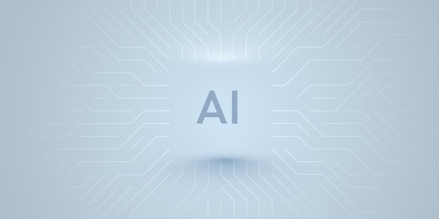 Ai chip su scheda di circuito background tecnologico cpu processore su tech bg computer microchip su