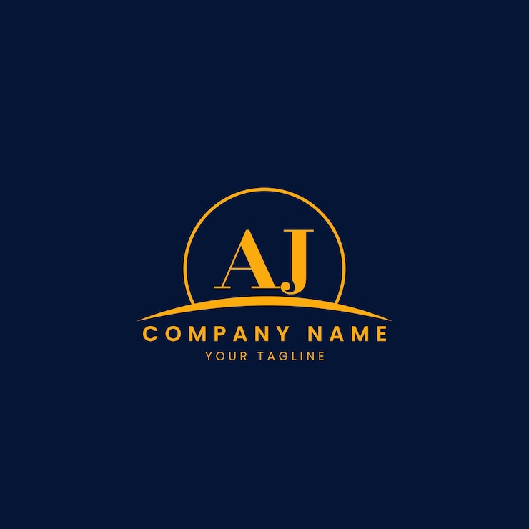 Vettore aj logo aziendale minimalista con iniziali e design ad arco