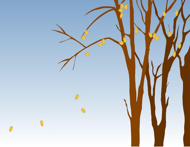 Vettore alberi con foglie gialle su sfondo cielo illustrazione vettoriale