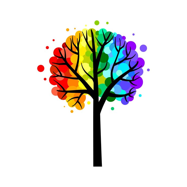 Vettore alberi spot colorati per la progettazione di banner elemento del paesaggio estivo illustrazione vettoriale