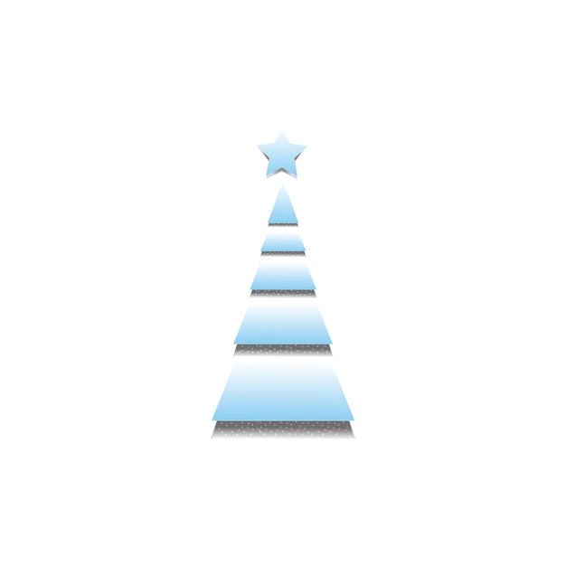 Albero di Natale con stella di carta tagliata bianca e blu Carta artigianale Vuoto per un biglietto di Capodanno