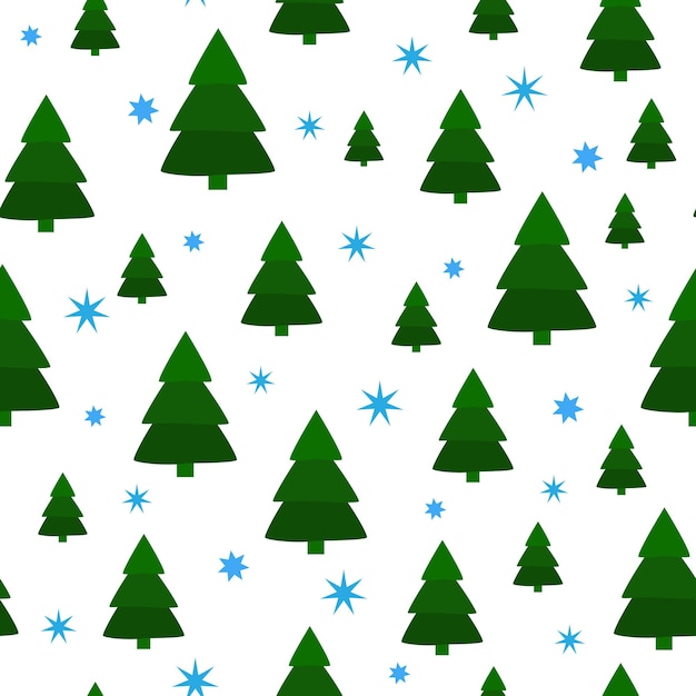 Albero di Natale Modello di albero di Natale con stelle e fiocchi di neve Modello di Natale di Capodanno vettoriale