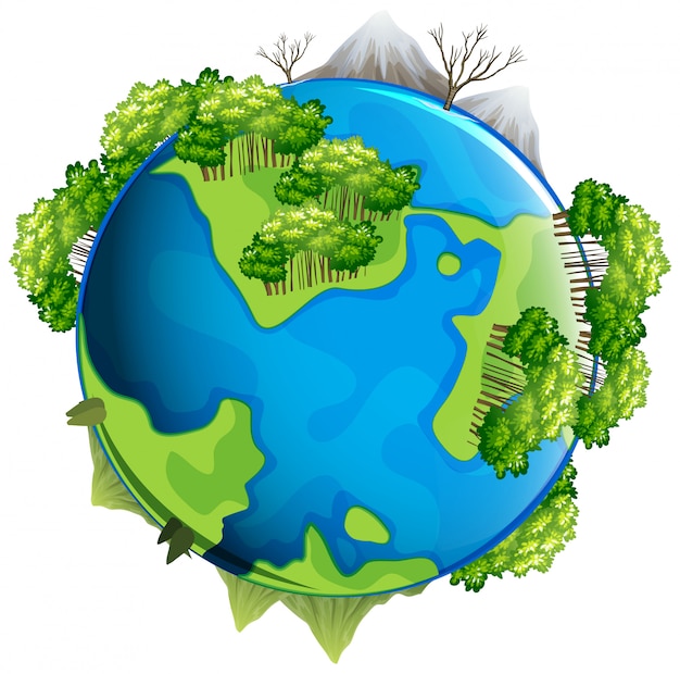 Albero e montagne sulla terra