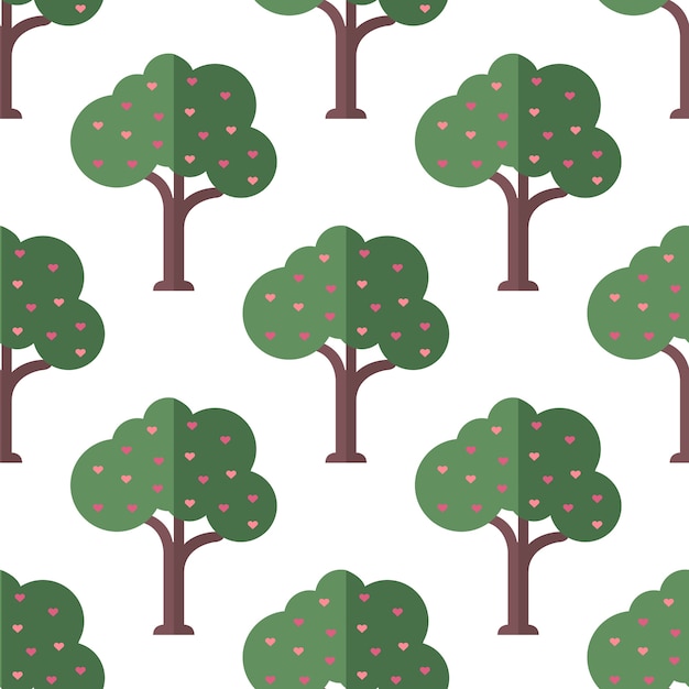 albero senza soluzione di continuità di amore con pattern di cuore rosa su sfondo bianco
