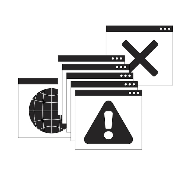 Alerta di errore di sistema popup linea onboarding ui illustrazione
