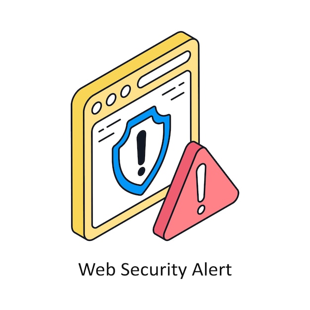 Alerta di sicurezza web Icona di stile isometrico Simbolo su sfondo bianco File EPS 10