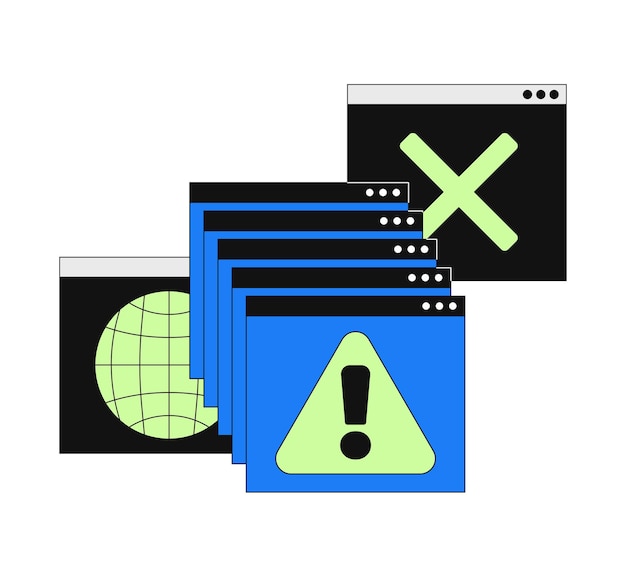 Alerte di errore di sistema popup 2D onboarding ui illustrazione
