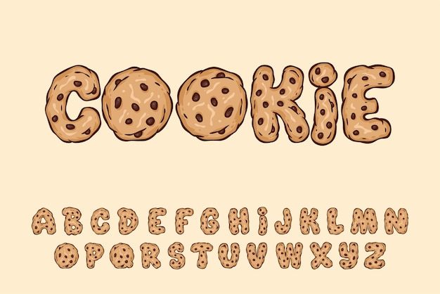 Alfabeto Biscotto Al Cioccolato Chip Cartoon Vettore