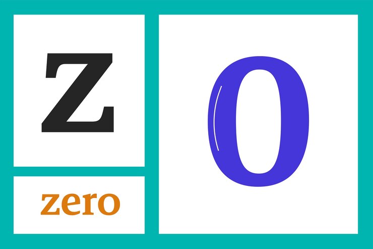 Vettore alfabeto con la lettera z per zero