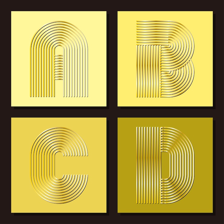 Vettore alfabeto con linee geometriche art deco