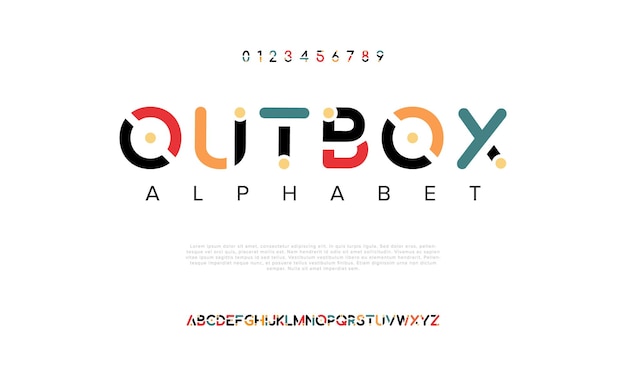 Alfabeto dei caratteri del logo della tecnologia digitale astratta Font urbani moderni e minimali per la tipografia del marchio del logo