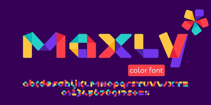 Vettore alfabeto fatto di linee sovrapposte set di icone in stile origami multicolore di carta vettoriale