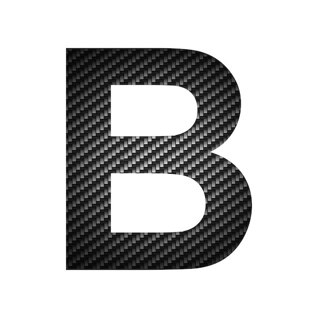 Alfabeto inglese lettera B carbonio scuro texture su sfondo bianco Vettore
