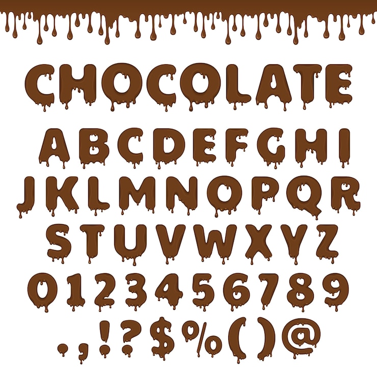Vettore alfabeto latino cioccolato vettoriale
