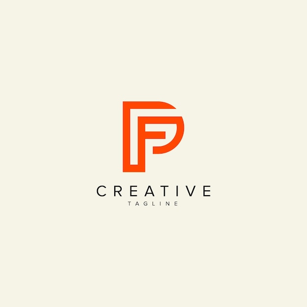 Alfabeto PF FP lettera modello vettoriale del logo in stile monogramma moderno