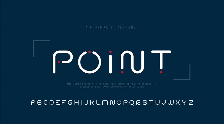 Alfabeto punto minimalista di lettere e punti.