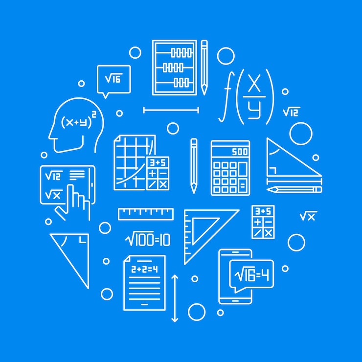 Vettore algebra e matematica concetto linea banner rotondo illustrazione vettoriale