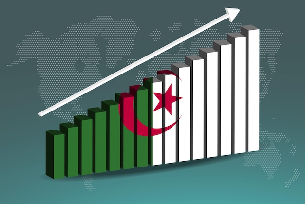 Algeria 3D grafico a barre vettore grafico freccia ascendente verso l'alto sul concetto di statistiche paese dati