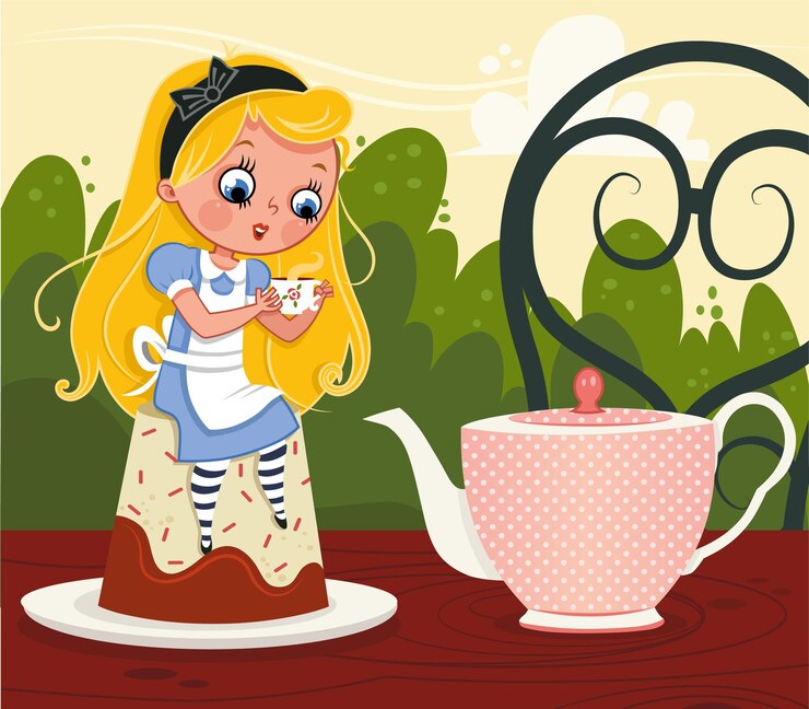Alice nell'illustrazione vettoriale del tea party