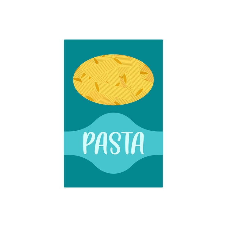 Vettore alimentari cibi oggetti semplici pasta o spaghetti vettore piatto di cartoni animati