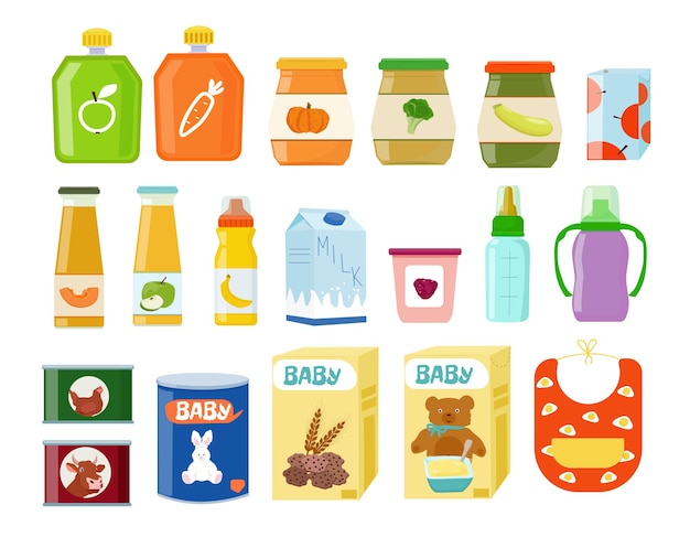 Alimenti per bambini sani per il primo alimento complementare Purea di verdure Succo di porridge di cereali Latte
