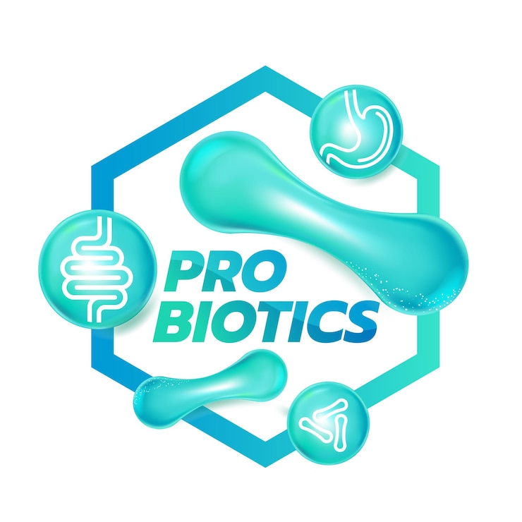 Vettore alimenti probiotici batteri buoni illustrazione vettoriale