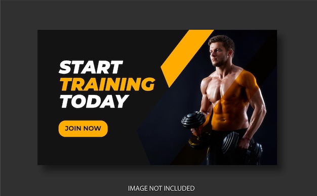 allenamento fitness per la tonificazione muscolare miniatura di YouTube e modello di banner web