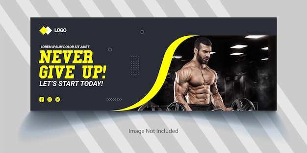 Allenamento in palestra fitness Copertina della timeline di Facebook e modello di banner web Vettore premium