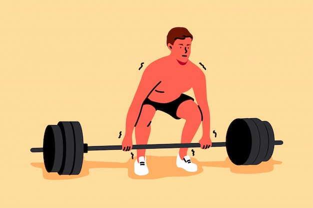 Allenamento, sport, sollevamento, forza, fitness, concetto di bodybuiling