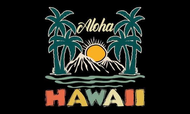 Aloha Hawaii Surf Beach California Design California Surf Barche Spiaggia colorata SVG Illustrare