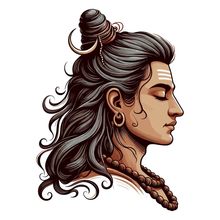 Vettore alta qualità om namah shivaya mahadev volto logo icona illustrazione vettoriale