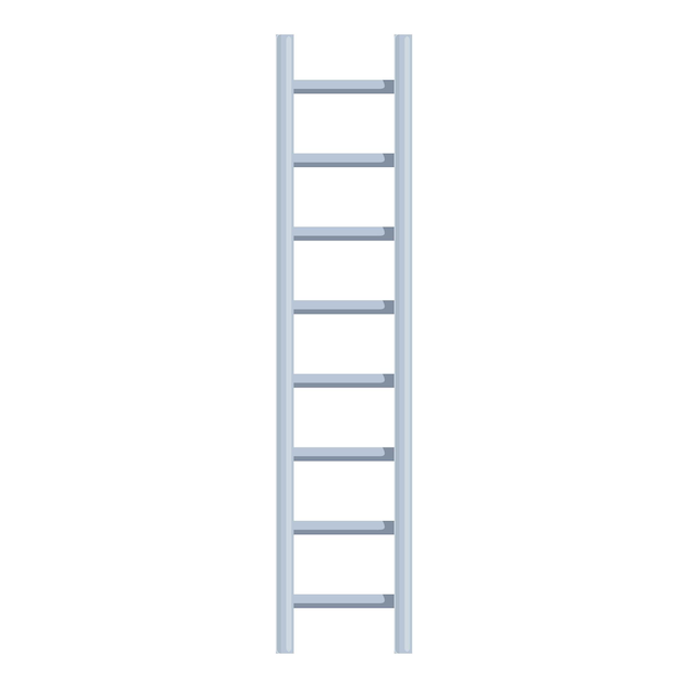 Alta scala metallica isolata su sfondo bianco