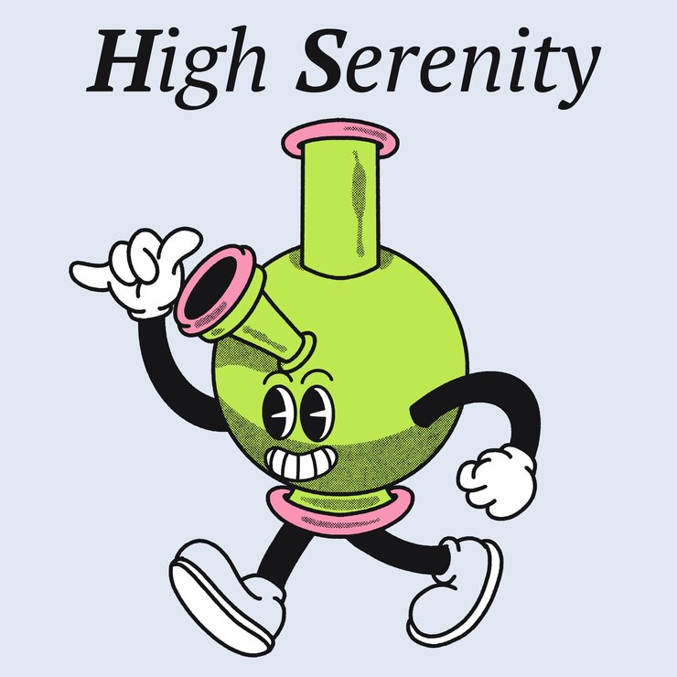 Vettore alta serenità con il design del personaggio bong groovy