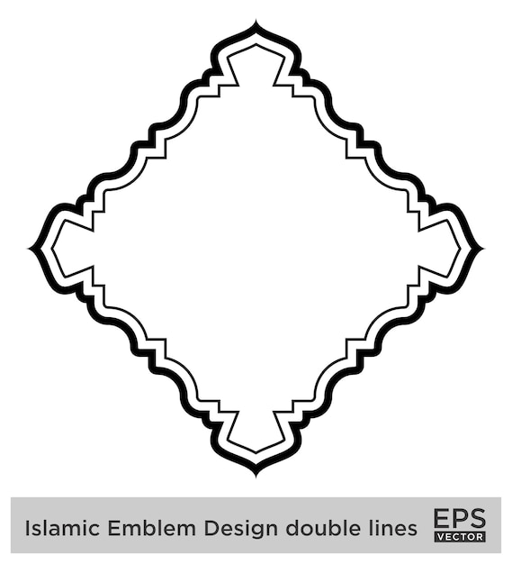 Amblema islamico Disegno doppie linee Silhouette a tratto nero Disegno pittogramma simbolo illustrazione visiva