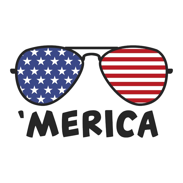 America Occhiali da sole 4a icona del partito Jylt. Bandiera degli Stati Uniti d'America Design Vector Illustration.