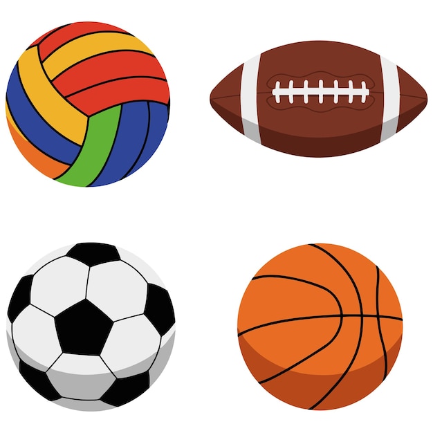 American Football Volleyball Soccer ball Basketball attrezzature sportive all'aperto Estate Inverno set vettoriale
