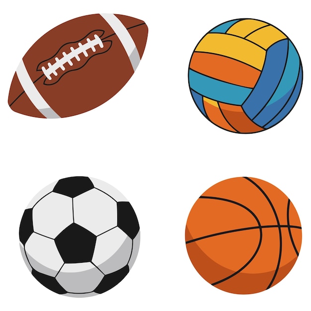 American Football Volleyball Soccer ball Basketball attrezzature sportive all'aperto Estate Inverno set vettoriale