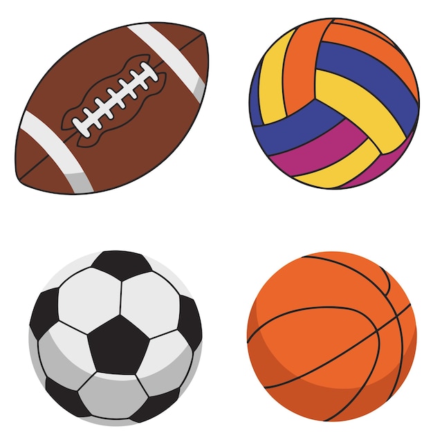 American Football Volleyball Soccer ball Basketball attrezzature sportive all'aperto Estate Inverno set vettoriale