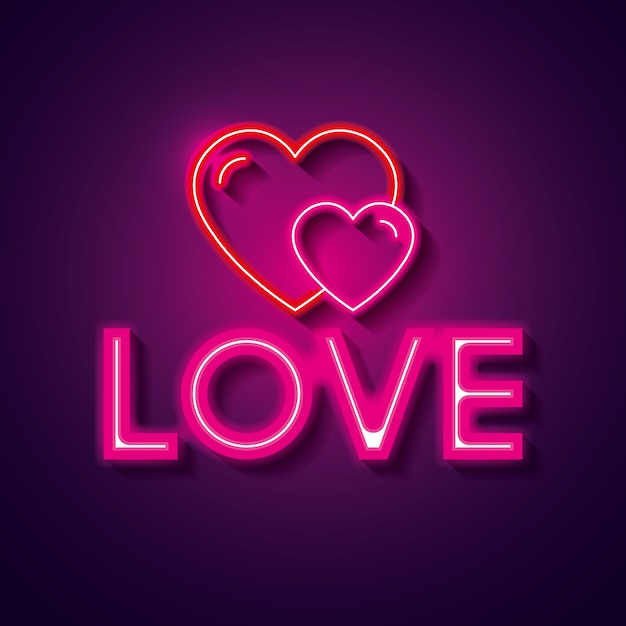 ami il manifesto con progettazione dell&#39;illustrazione di vettore delle luci al neon