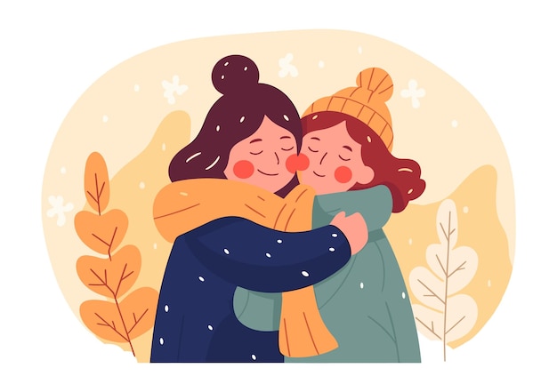 Amici che si scambiano un caldo abbraccio illustrazione vettoriale giorno dell'amicizia illustrazione vettoriale