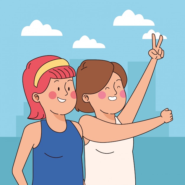 Amici di adolescenti che sorridono e si divertono