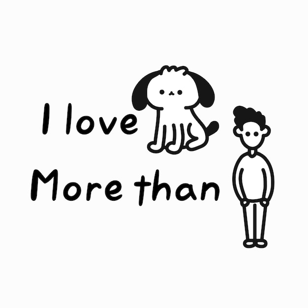 Amo i cani più delle persone, stampa di citazioni a fumetti degli umani. Illustrazione disegnata a mano del personaggio dei cartoni animati di vettore. Isolato su sfondo bianco. Amo i cani, odio gli umani stampa a fumetti per carta, t-shirt, concetto di poster