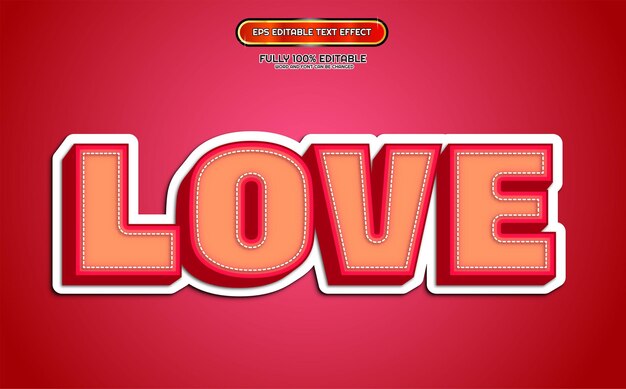 Amore rosa bellezza disegno vettoriale modello modificabile con effetto testo 3d