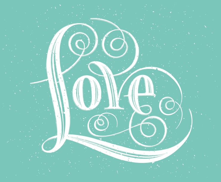 Vettore amore. scritte a mano. calligrafia a mano