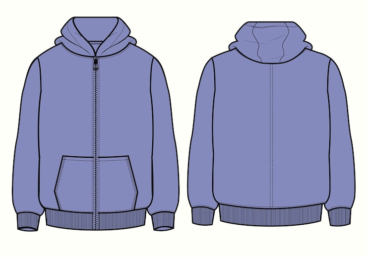 Amplificatore anteriore Hoddie posteriore uomo e donna illustrazione vettoriale piatta disegno di moda
