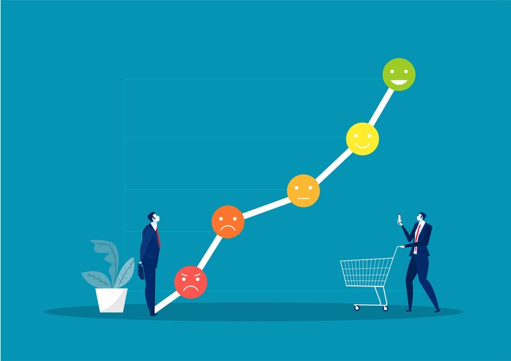 Vettore analisi dell'uomo d'affari dal concetto di feedback del grafico. illustrazione