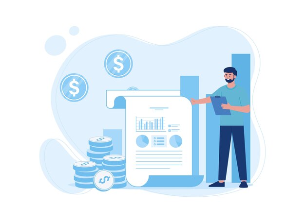 analisi metrica di marketing analisi dei dati concetto di revisione finanziaria illustrazione piatta